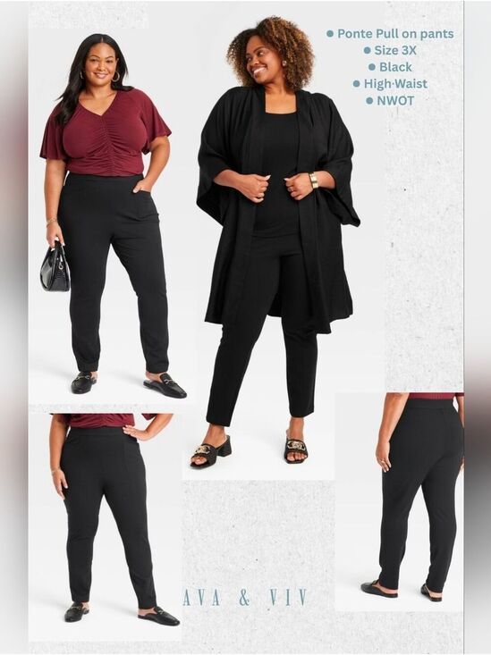 Ava & Viv Pants - Ava & Viv High Waisted Ponte Pull-On Pants Size 3X